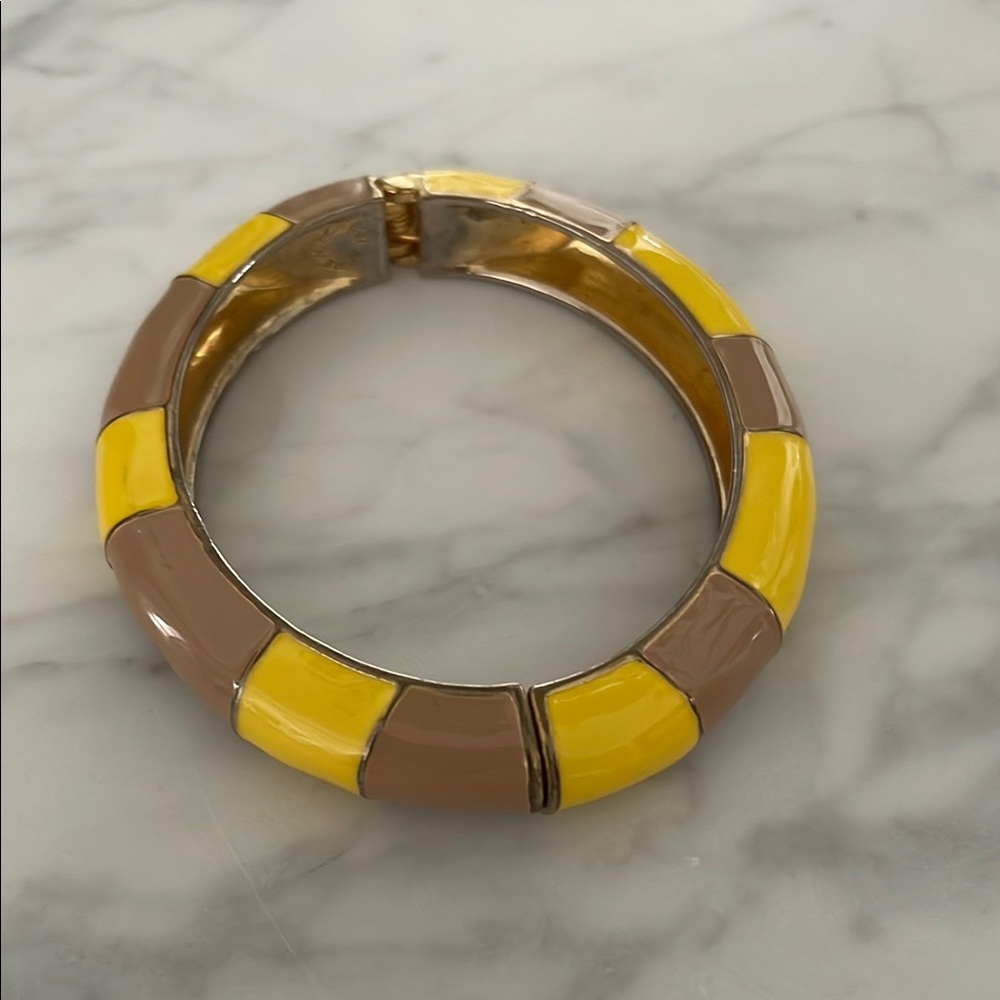 J Crew Yellow and Brown Bangle Bracelet with magnetic closure